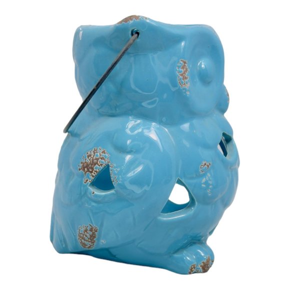 Apropos Home Collection Ceramic Owl Candle Holder/ Lantern Blue 7" - Picture 5 of 12
